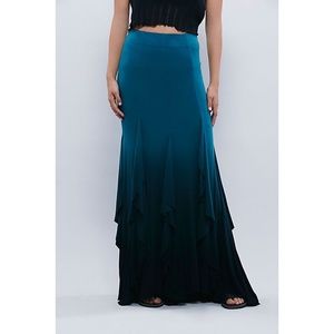 Free People "Venus Ruffle Maxi Skirt" teal S